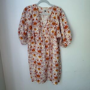 Universal Thread Floral Babydoll Dress Size L Boho Puff Sleeve Lightweight